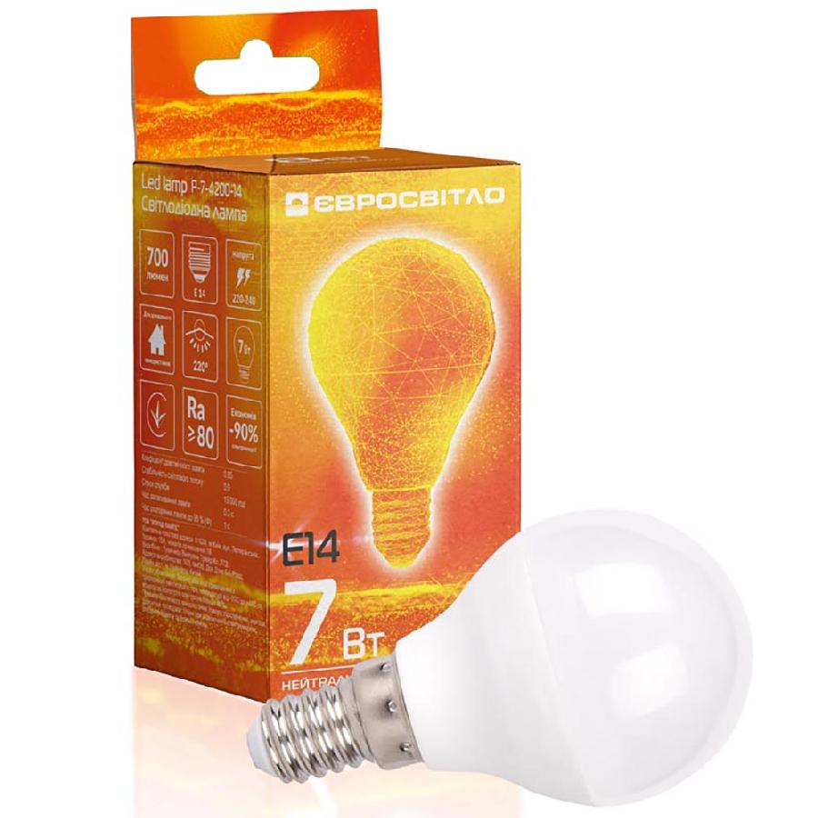 Лампа світлодіодна Євросвітло 7Вт 4200К P-7-4200-14 Е14